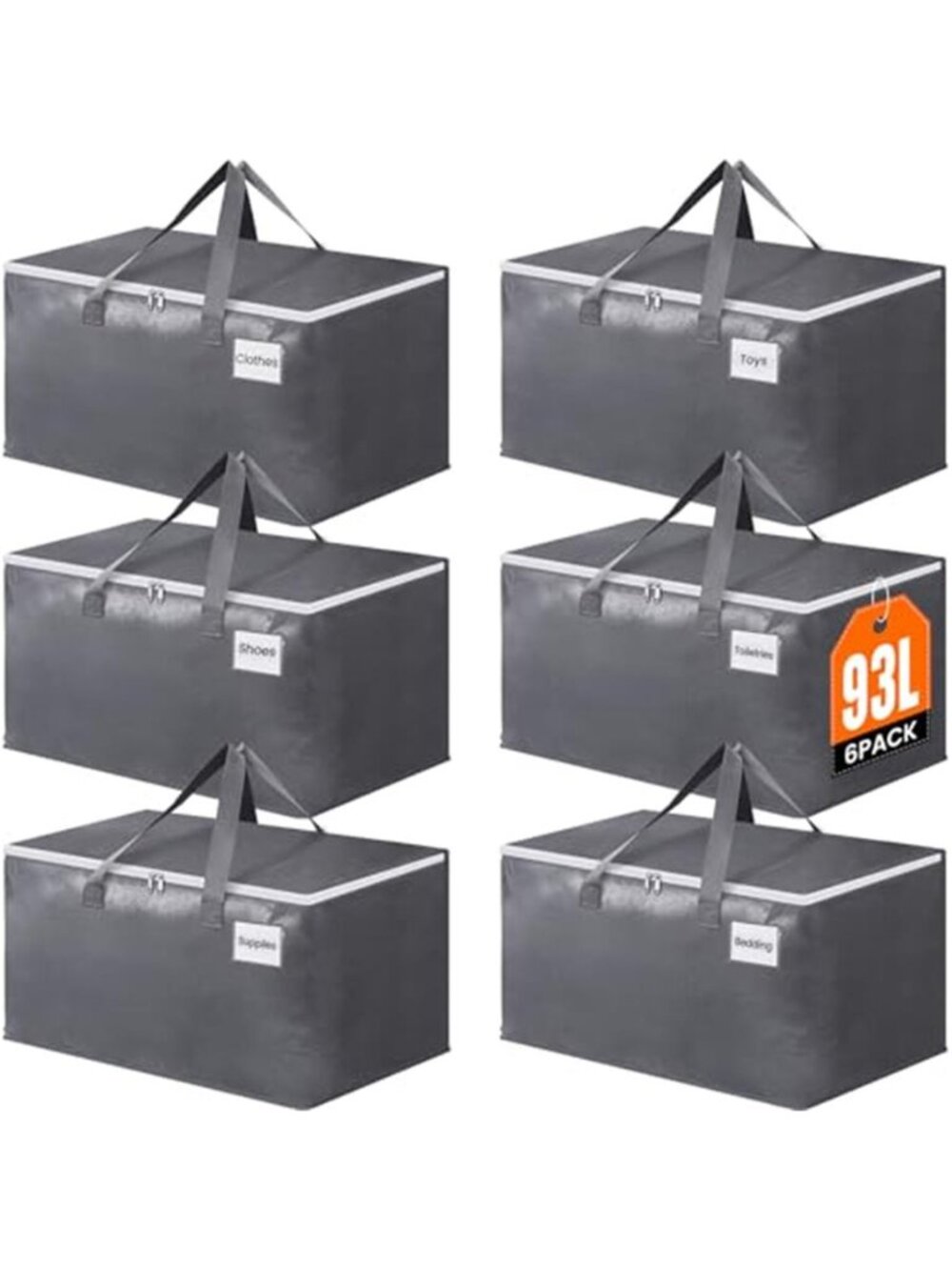 Large Moving Bags, Storage Bags, 93L-6 Pack